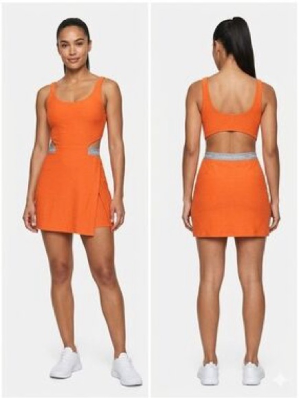 Outdoor Voices Orange Athletic Mini Dress with Gray Waistband